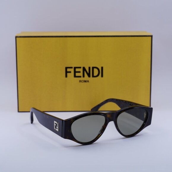 Fendi FE40158I 52E Oval Sunglasses - Dark Havana